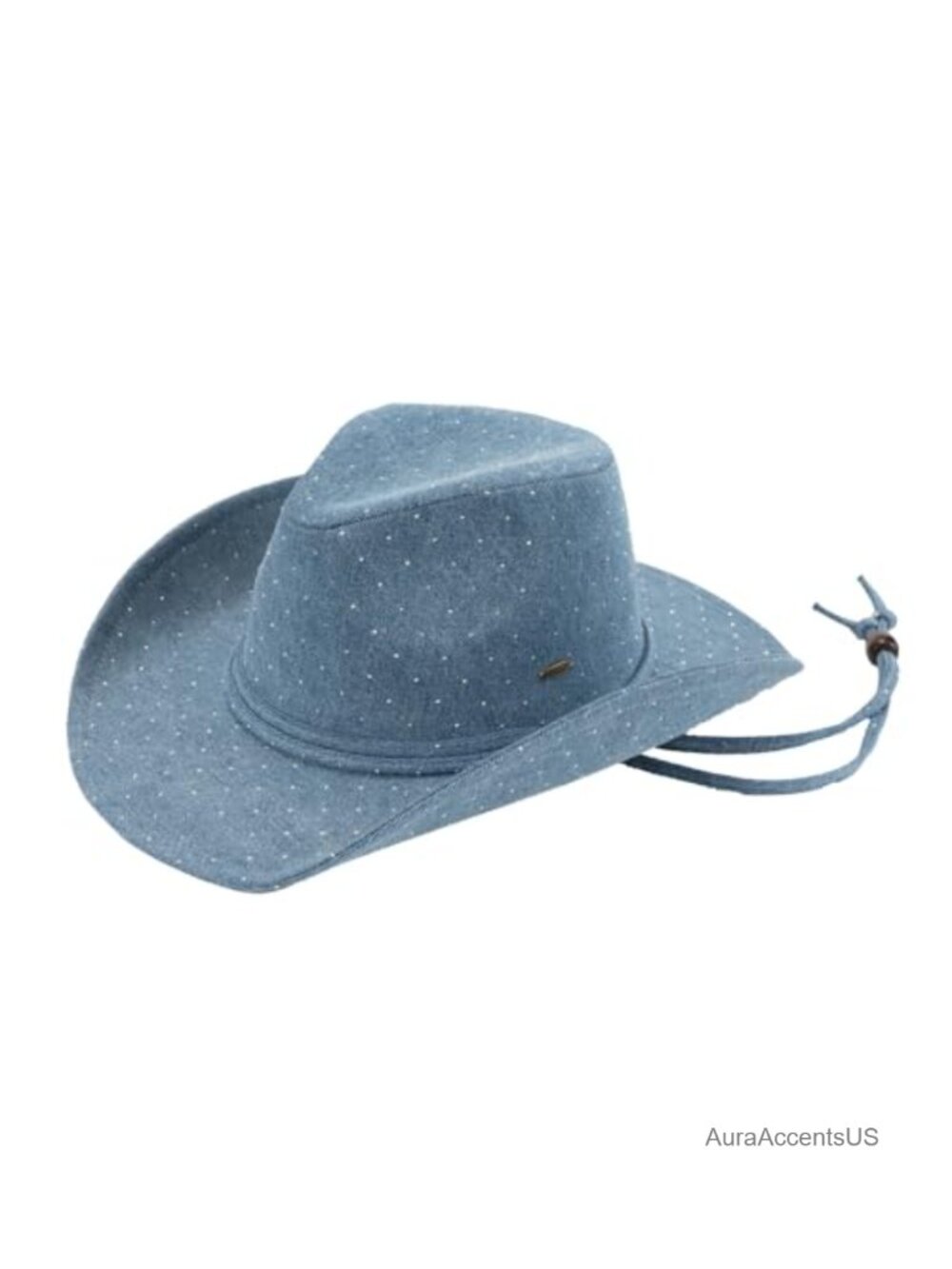 Rhinestone Denim Cowboy Hat with Chinstrap Adjustable 100% Cotton